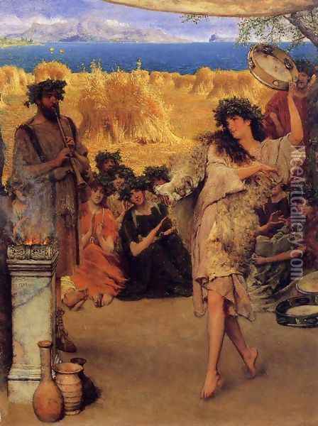 A Harvest Festival Oil Painting - Sir Lawrence Alma-Tadema