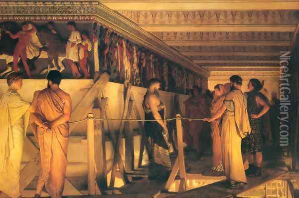 Phidias Showing the Frieze of the Parthenon to his Friends Oil Painting - Sir Lawrence Alma-Tadema