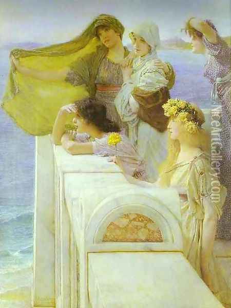 At Aphrodite's Cradle Oil Painting - Sir Lawrence Alma-Tadema