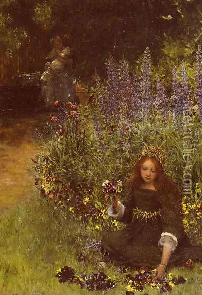 Gathering Pansies Oil Painting - Sir Lawrence Alma-Tadema