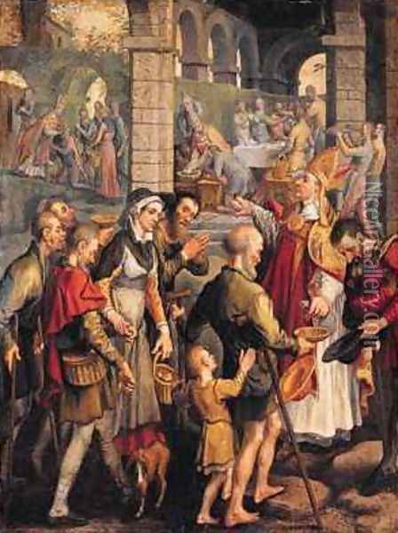Scenes from the Life of an Unidentified Bishop Saint Oil Painting - Pieter Aertsen