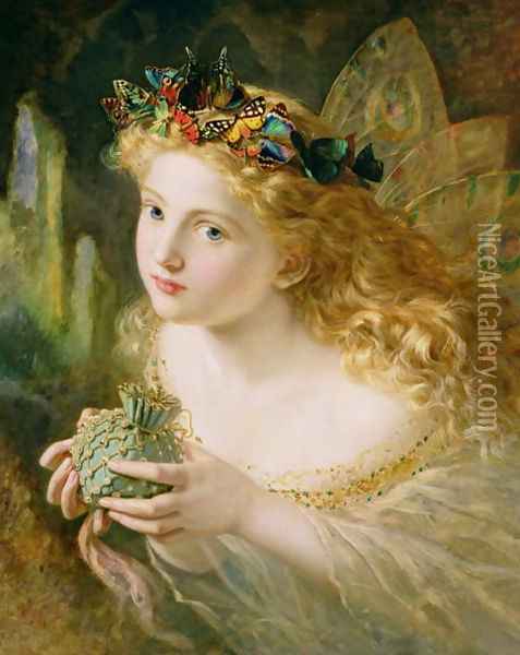 'Take the Fair Face of Woman, and Gently Suspending, With Butterflies, Flowers, and Jewels Attending, Thus Your Fairy is Made of Most Beautiful Things', Charles Ede Oil Painting - Sophie Gengembre Anderson