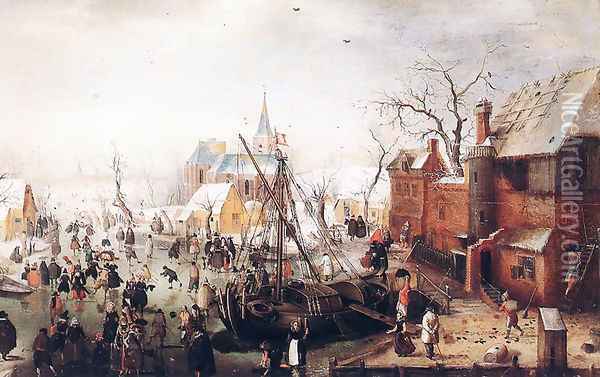 Winter Scene at Yselmuiden Oil Painting - Hendrick Avercamp