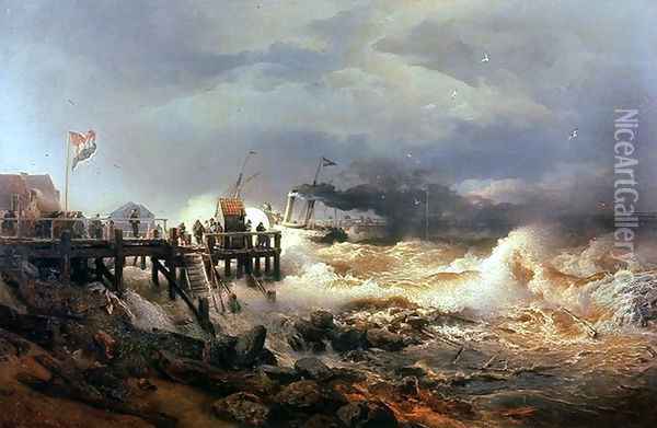 Storm At Dutch Coast Oil Painting - Andreas Achenbach