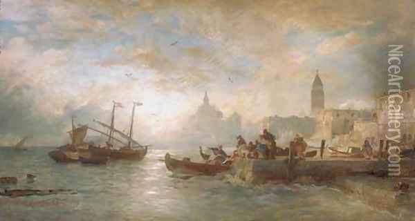 Venice at dawn Oil Painting - Andreas Achenbach