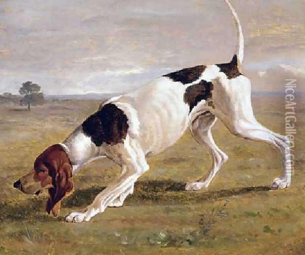 A Pointer In A Landscape Oil Painting - Jacques Laurent Agasse