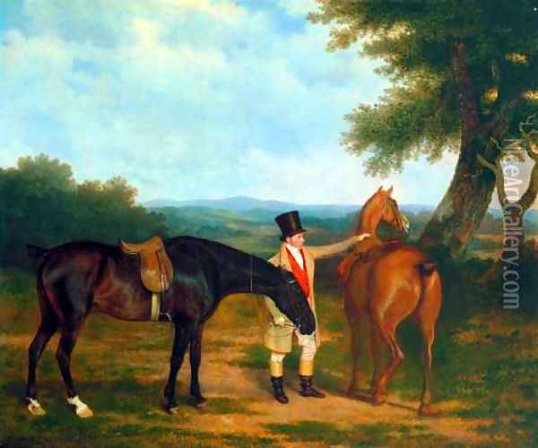 Two Hunters with a Groom Oil Painting - Jacques Laurent Agasse
