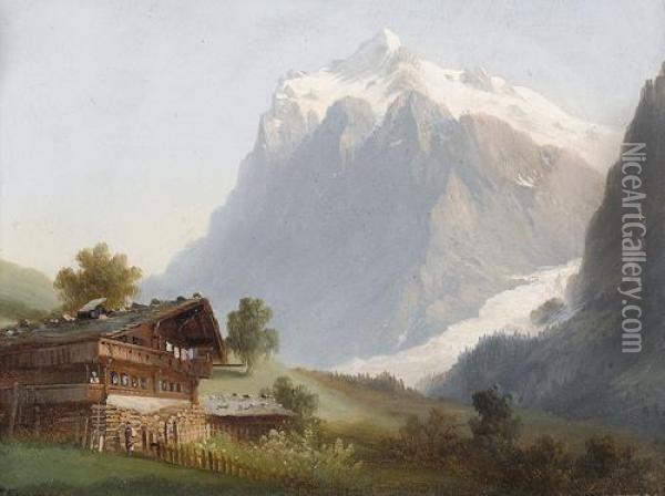 Blick Von Grindelwald Auf Das Wetterhorn Oil Painting - Ferdinand Sommer