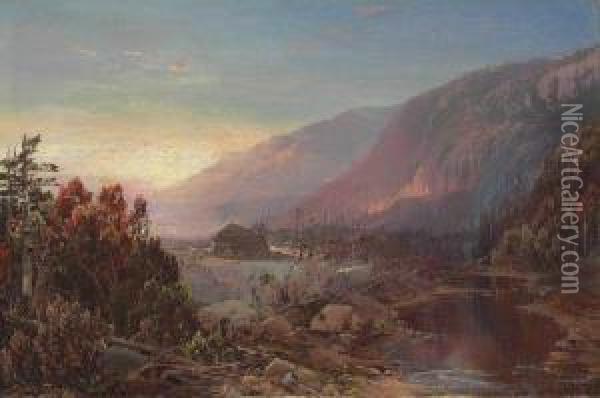 River Landscape Oil Painting - William Louis Sonntag