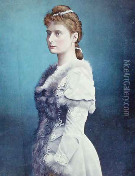 Portrait of Tsarina Alexandra Feodorovna 1872-1918 c.1898 Oil Painting - Anonymous Artist