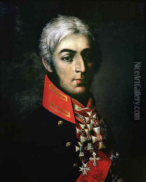 Portrait of Prince Peter Bagration 1765-1812 Russian general Oil Painting - Anonymous Artist