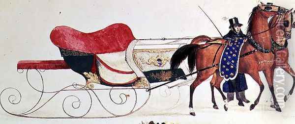 Horse Drawn Sleigh 5 Oil Painting - Anonymous Artist