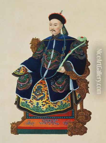Portrait of a Mandarin Oil Painting - Anonymous Artist