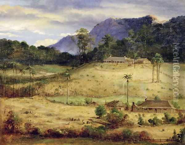 Homesteads, c.1850 Oil Painting - Anonymous Artist