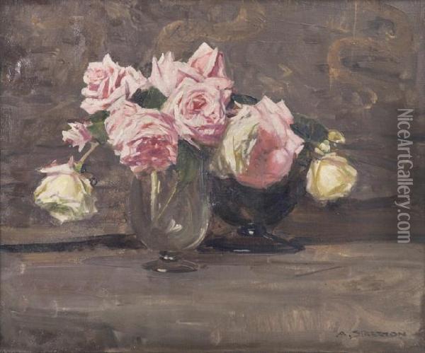 La France Roses Oil Painting - Arthur Ernest Streeton