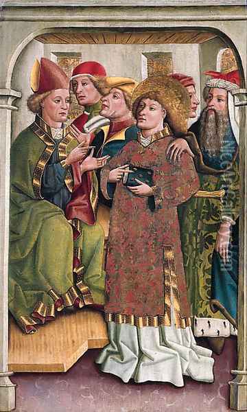 Saint Stephen in Dispute with the High Court - a wing of an altarpiece Oil Painting - Anonymous Artist