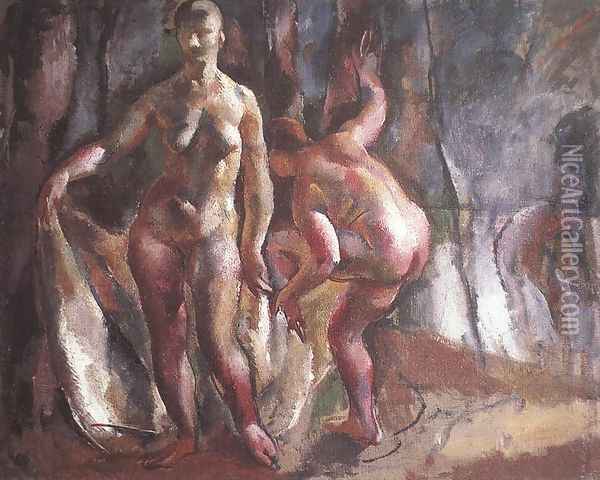 Furdozok, 1924 Oil Painting - Vilmos Aba-Novak