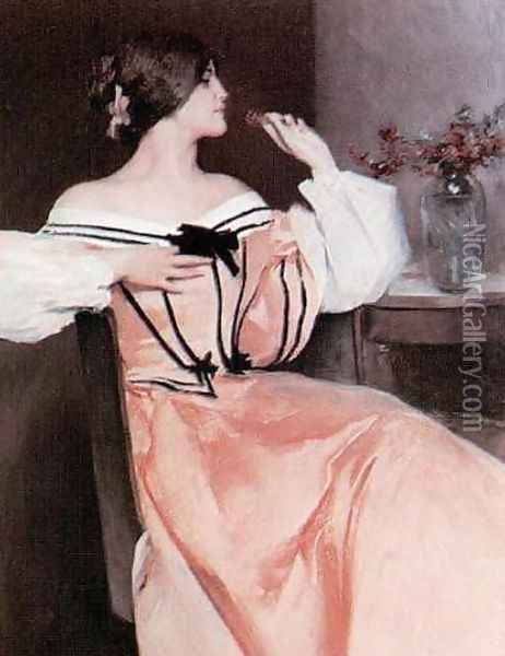 Lady in a Pink Dress Oil Painting - John White Alexander