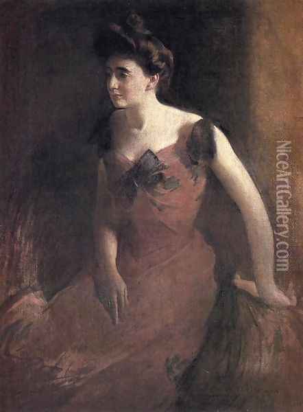 Woman In A Red Dress Oil Painting - John White Alexander