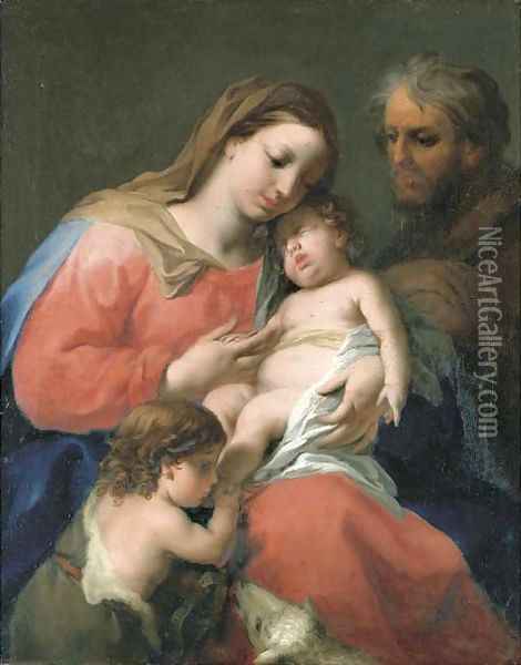 The Holy Family with the Infant Saint John the Baptist Oil Painting - Jacopo (Giacomo) Amigoni