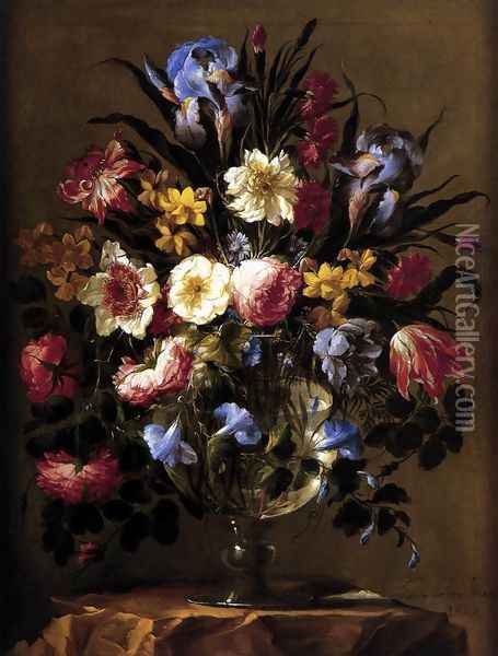 Vase of Flowers 1668 Oil Painting - Juan De Arellano