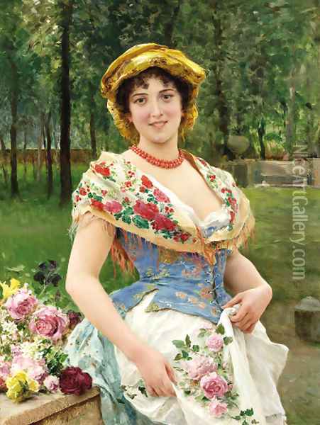 The flower seller Oil Painting - Federico Andreotti