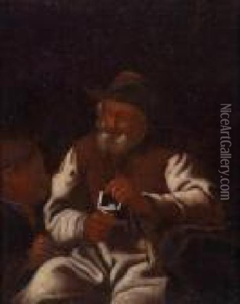 An Oldman Warming Himself At A Coal Fire Oil Painting - Michiel Sweerts