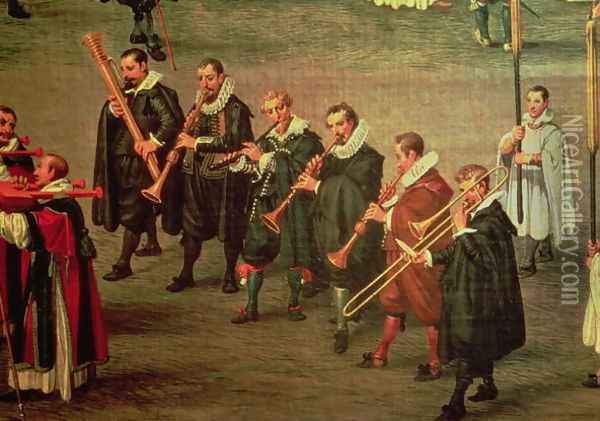 Musicians taking part in The Ommeganck in Brussels on 31st May 1615- Procession of Notre Dame de Sablon Oil Painting - Denys Van Alsloot