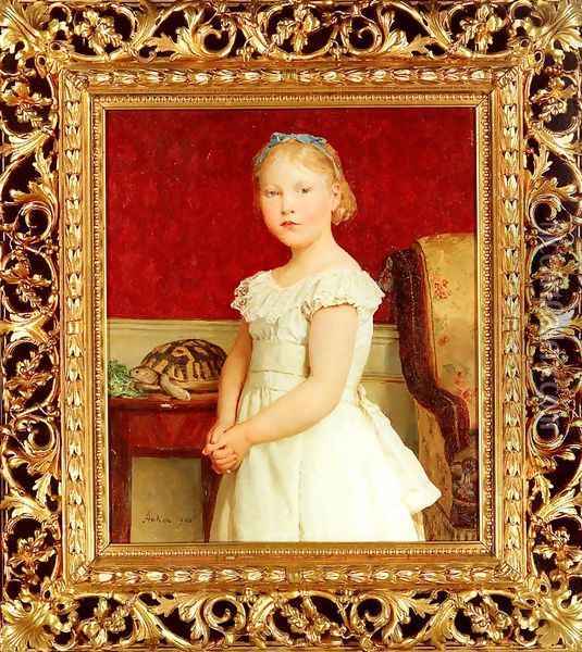 Bildnis Dora Luthy, 1900 (Portrait of Dora Luthy, 1900) Oil Painting - Albert Anker