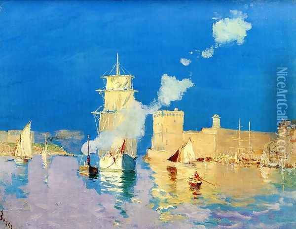 Entering the Port of Marseilles Oil Painting - Alexandre-Denis Abel de Pujol