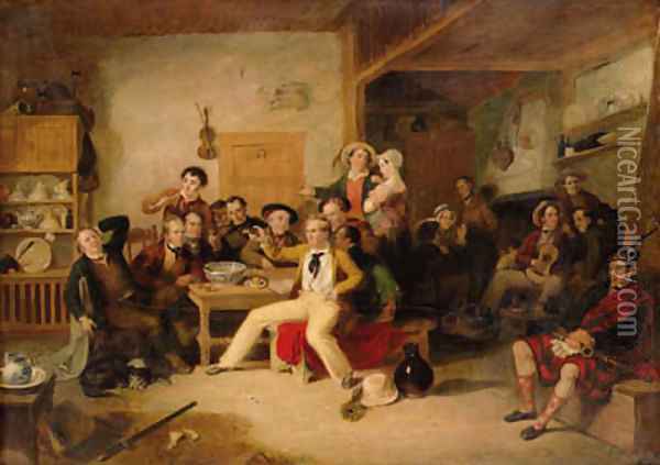 The Celebration of the Birthday of James Hogg, or The Ettrick Shepherd's House-heating Oil Painting - Sir William Allan