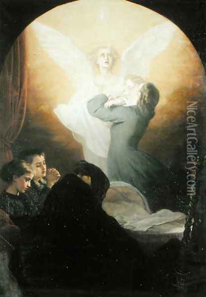 Mother's Last Kiss, c.1865 Oil Painting - Alexandre Antigna