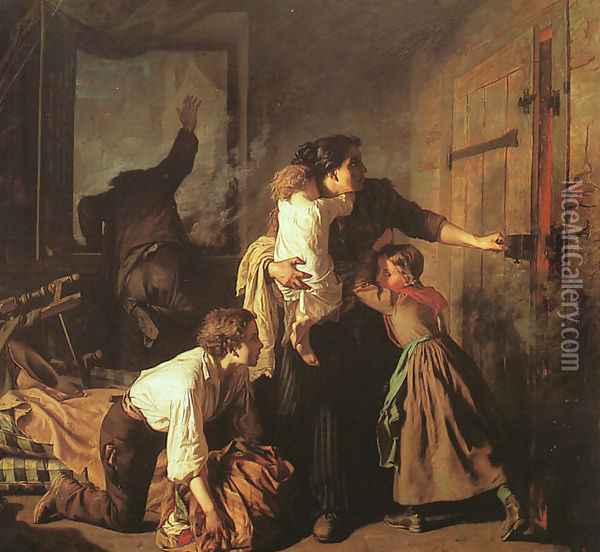 The Fire, 1850-51 Oil Painting - Alexandre Antigna