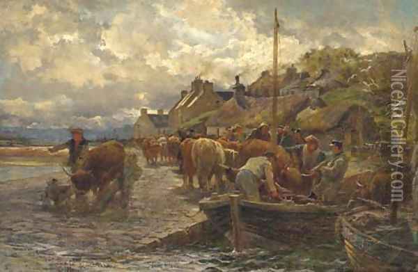 Loading the cattle, Isle of Skye Oil Painting - Charles James Adams