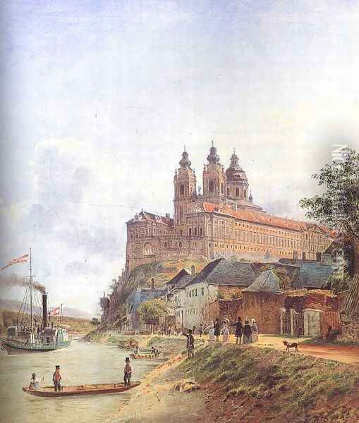 The Monastery of Melk on the Danube, 1845 Oil Painting - Jakob Alt