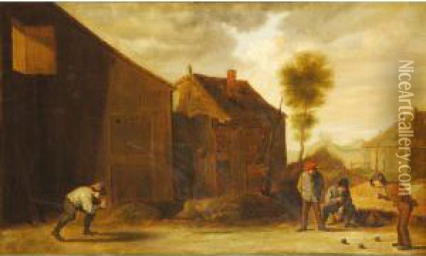 Boers Playing Bowls Oil Painting - David The Younger Teniers