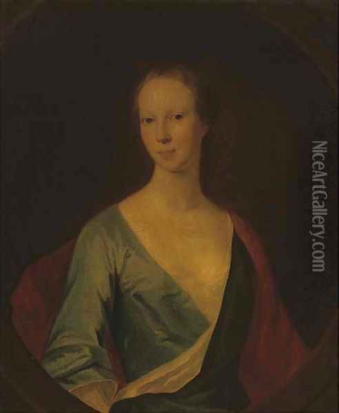 Portrait of a lady, traditionally identified as Lady Tinwald Oil Painting - William Aikman