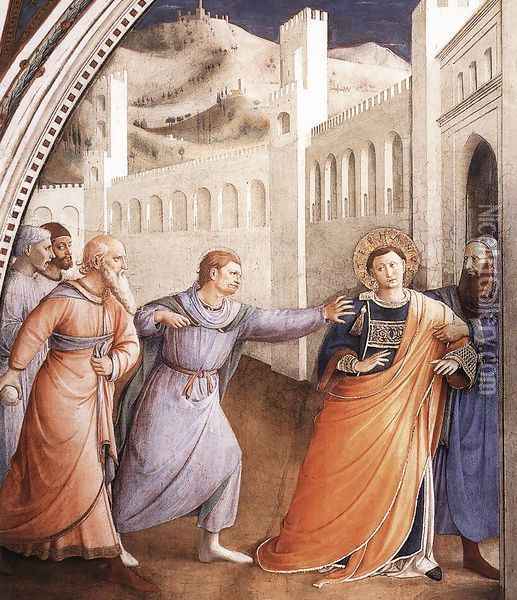 St Stephen Being Led to his Martyrdom Oil Painting - Fra Angelico (Guido di Pietro)
