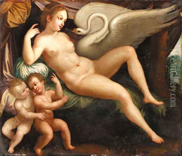 Leda and the Swan Oil Painting - Hans Von Aachen