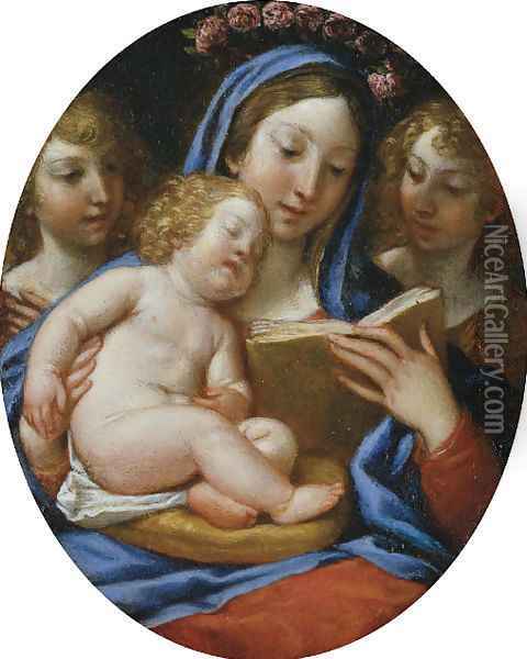 The Madonna and Child with Angels Oil Painting - Francesco Albani