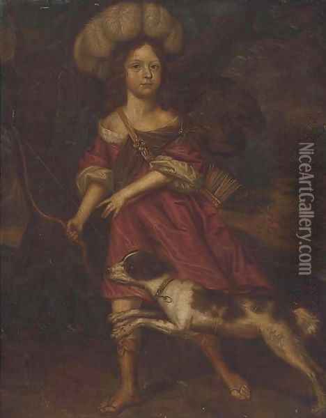 Portrait of a young lady, as Diana the Huntress Oil Painting - Charles d' Agar