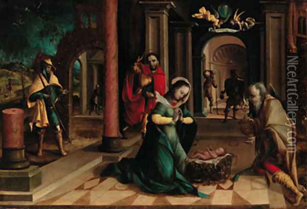 The Adoration of the Shepherds Oil Painting - Pieter Coecke Van Aelst
