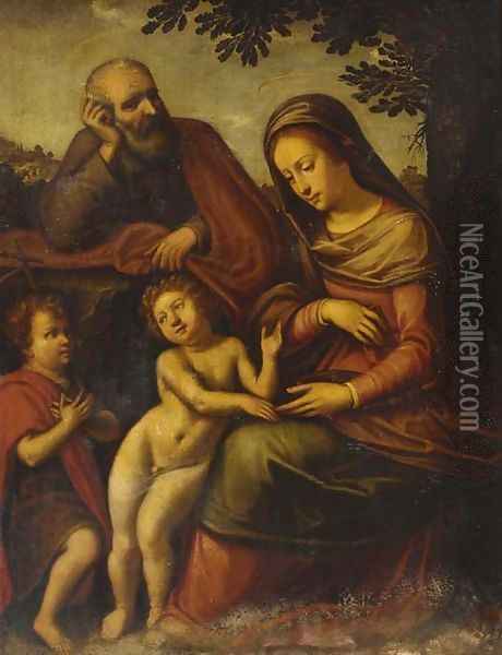 The Holy Family with the Infant Saint John the Baptist Oil Painting - Cristofano Allori