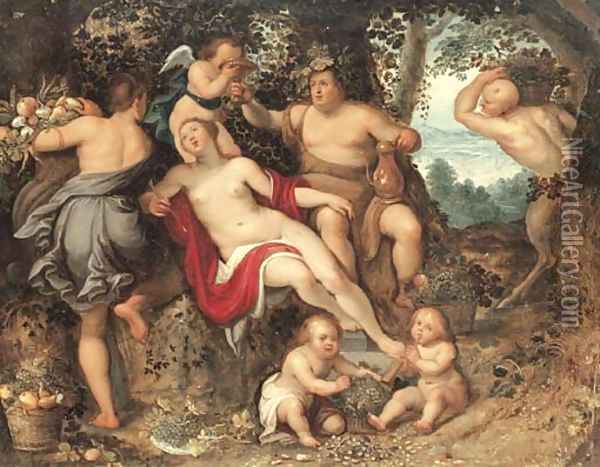 'Sine Baccho et Cerere friget Venus' (Without Ceres and Bacchus, Venus would freeze) Oil Painting - Pieter Van Avont