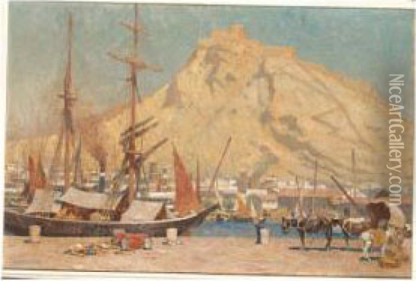 A View Of Gibraltar Oil Painting - Max Tilke