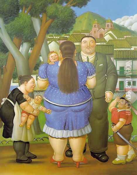 A Family II Oil Painting - Fernando Botero