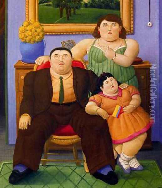Familia Colombiana Oil Painting - Fernando Botero