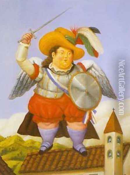 Archangel 1995 Oil Painting - Fernando Botero