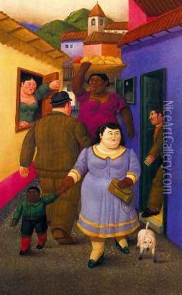 La Calle Oil Painting - Fernando Botero