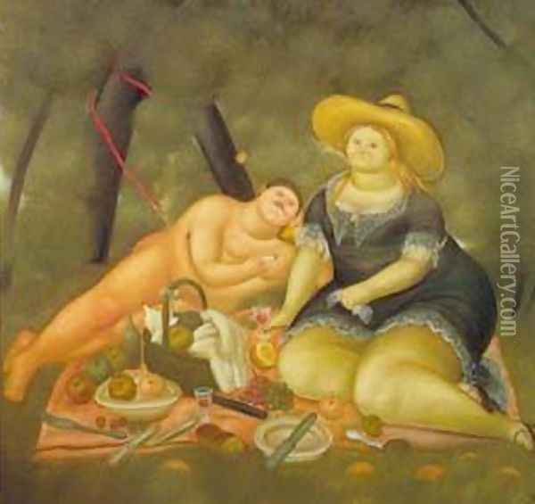 Le Dejeuner Sur I Herbe 1969 Oil Painting - Fernando Botero